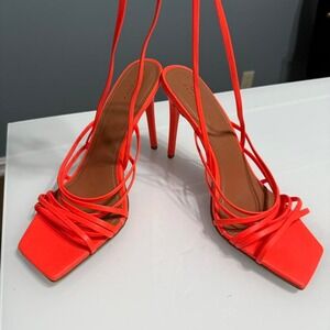Bright orange strappy‎ high heels